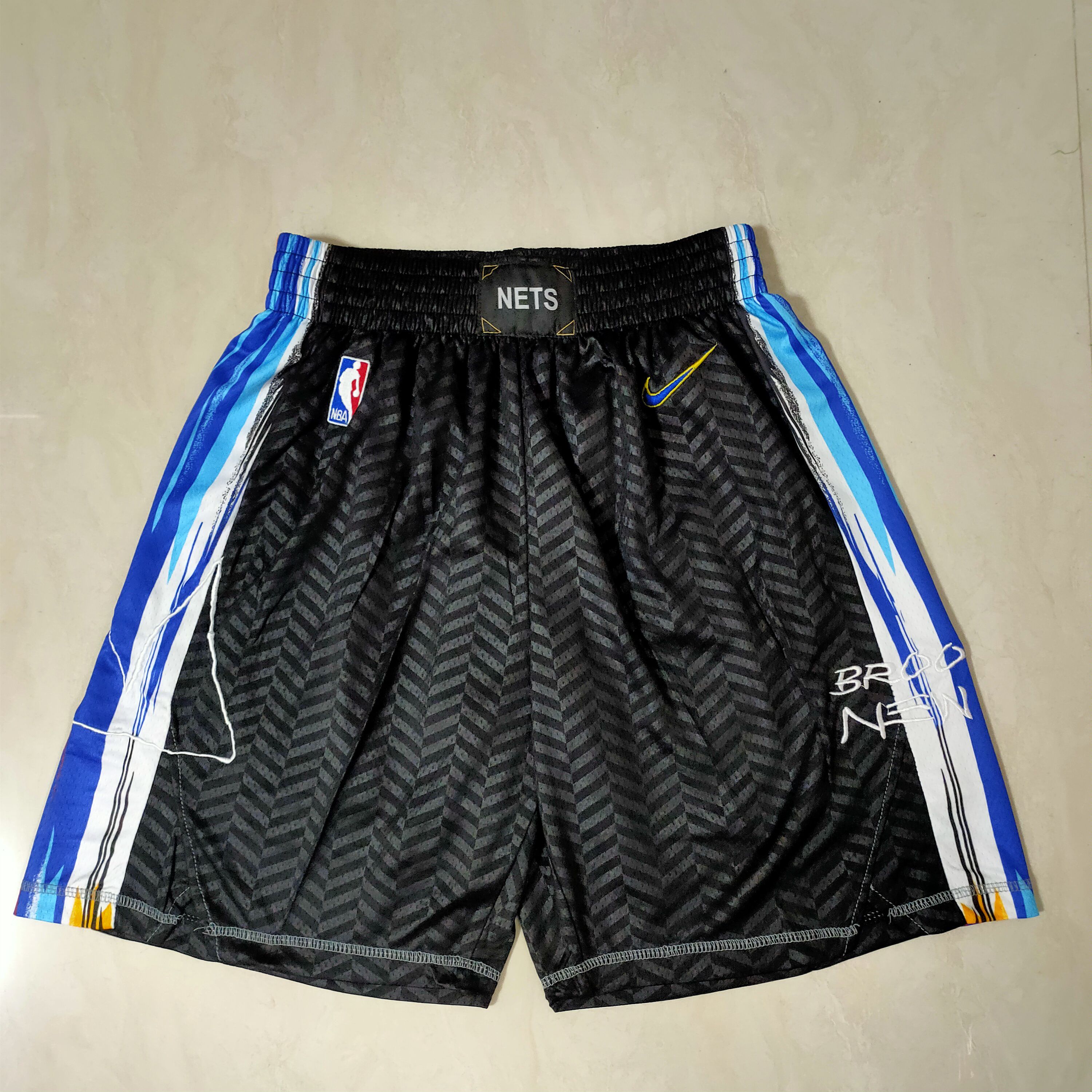 Cheap Men NBA Brooklyn Nets Black Shorts 0416